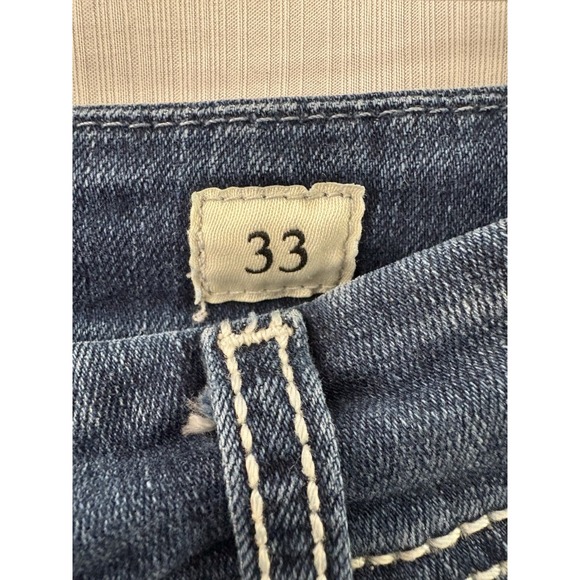 BKE Harper Capri Cropped Medium Wash Wide‎ Stiched Denim Jeans Womens 33" - Picture 3 of 7